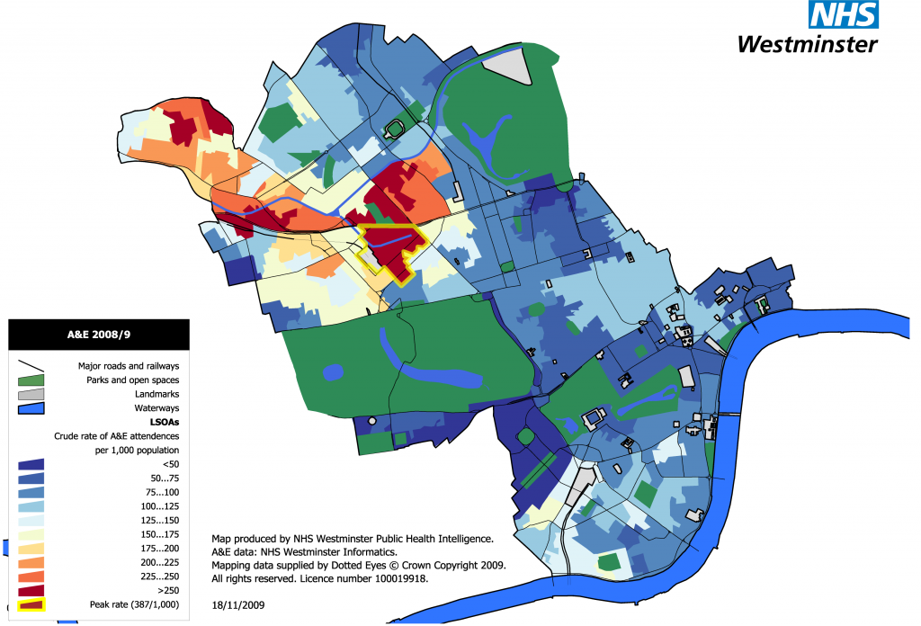 A&E Attendance Heatmap, City of Westminster